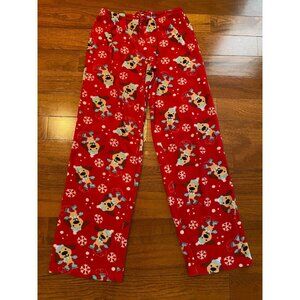 Girls Ice Skating Dog Fleece Pajama Pants Size Medium